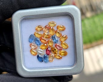 27 Pcs Oval Shape Sapphire Cut Stone, 3.5--5 MM Natural Loose Sapphire .