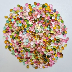 50 Pcs 3x4 MM Oval Tourmaline Cut Stone, Natural Multi Color Tourmaline Faceted Stone, Top Quality Tourmaline Loose Stone For Jewelry Making