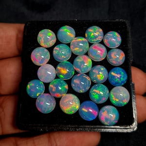8 MM Round Opal Cabochons, AAA Multi Fire Opal Cabochon, Natural Opal Gemstone Cabochon, Ethiopian Opal Welo Fire Opal Cabochon Loose Stone.