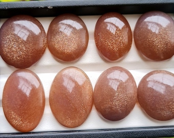 Oval Sunstone Cabochons, Glittery Gemstone, Jewelry Making (100 Carats)