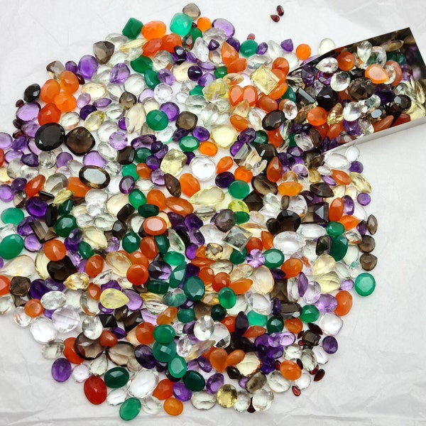 Mix Faceted Gemstones, 100 Carats 7 To 10 Pcs Loose Gemstone Lot, Mix Assorted Gemstone, Mixed Loose Cut Stone Lot For Jewelry Making.
