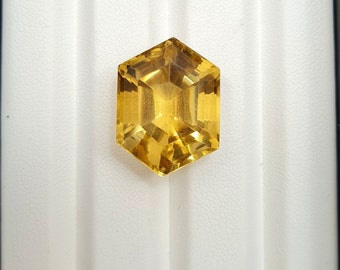 24.6 Carat Honey Quartz Loose Stone, Handmade Hexagon Gem
