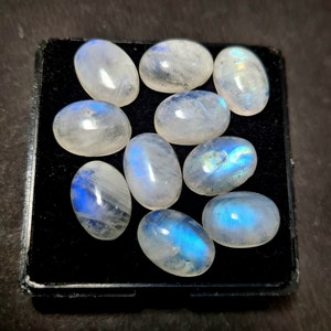 10x14 MM 15 Pcs Moonstone Cabochons, Rainbow Moonstone Cabochon, Wholesale Moonstone Gemstone Cabochon, 100 Cts Blue Moonstone Loose Stone.