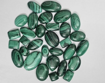 Lotto di cabochon di malachite naturale, forma mista, pietre preziose sciolte
