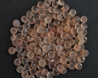 54 Peach Chalcedony 8mm Round Checker Cut Stones