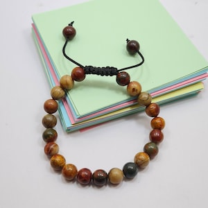 Bracciale Picasso Jasper, braccialetto fatto a mano con pietre preziose, braccialetto con perline di cristalli naturali Multi Picasso Jasper, braccialetto elastico uomo/donna.