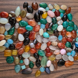 Small Size Mix Shape Agate Cabochon, Natural Agate Gemstone Cabochon Lot, Multi Color Agate Cabochon, Agate Loose Stone For Jewelry Making. zdjęcie 1