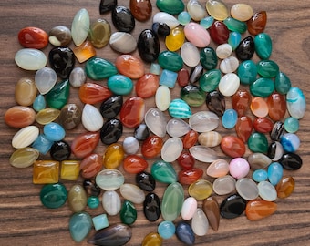 Small Size Mix Shape Agate Cabochon, Natural Agate Gemstone Cabochon Lot, Multi Color Agate Cabochon, Agate Loose Stone For Jewelry Making.