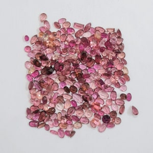 100 Stück Mix-Form Rosa Turmalinschliffsteine, Natürlicher Turmalin Edelstein, Rosa Turmalin facettierte Steine, Turmalin Lose Stein Lot.