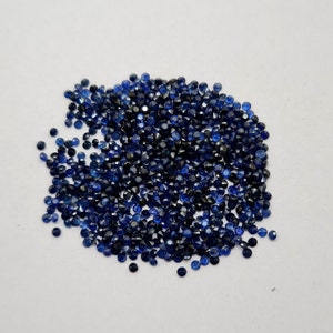 100 stuks 1,8 mm ronde blauwe saffier geslepen steen, blauwe saffier ronde gefacetteerde edelsteen, natuurlijke blauwe saffier losse steen groothandel partij.
