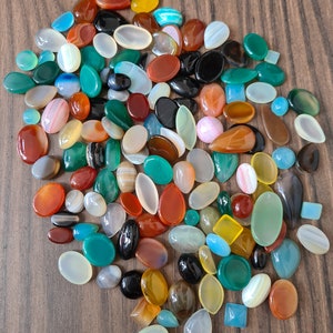 Small Size Mix Shape Agate Cabochon, Natural Agate Gemstone Cabochon Lot, Multi Color Agate Cabochon, Agate Loose Stone For Jewelry Making. image 7