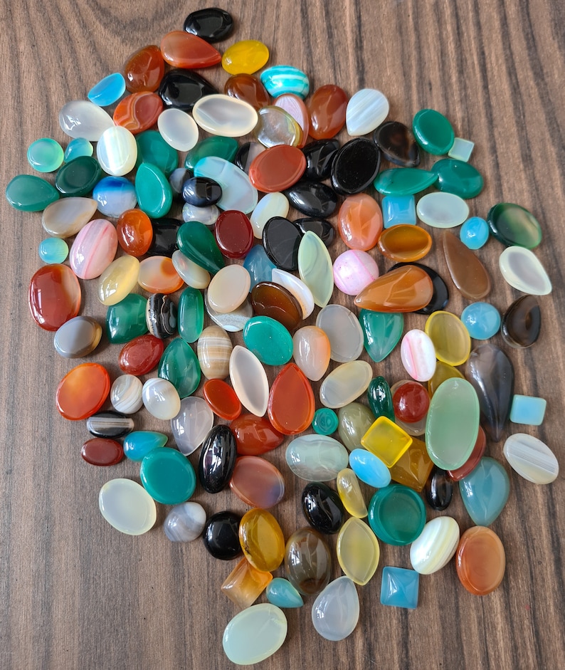 Small Size Mix Shape Agate Cabochon, Natural Agate Gemstone Cabochon Lot, Multi Color Agate Cabochon, Agate Loose Stone For Jewelry Making. image 7