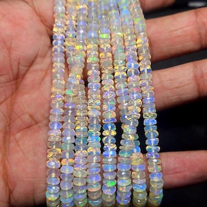 Ethiopische opaal gefacetteerde rondelle kralen, blauw vuur, 16 inch (4-6 MM)