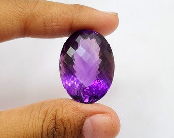 Oval Amethyst Loose Stone, AAA Faceted Gem (20X27 MM)