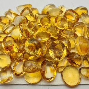 100 Carats 7 To 9 Pcs Citrine Cut Stone, Mix Shape Top Quality Citrine Gemstone, Faceted Citrine Loose Stone Lot For Jewelry Making.