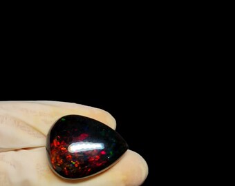 Ethiopian Black Opal Cabochon Pear Shape (20.9X20.2 MM)