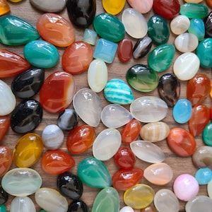 Small Size Mix Shape Agate Cabochon, Natural Agate Gemstone Cabochon Lot, Multi Color Agate Cabochon, Agate Loose Stone For Jewelry Making. image 3