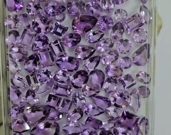 Faceted Light Amethyst Gemstones (4-12mm) – Mixed Shape Loose Stones