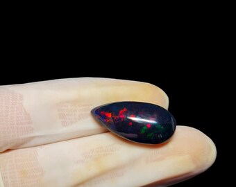 Ethiopian Black Opal Cabochon, Pear Shape, 11 Carats (20.5X10.4 MM)