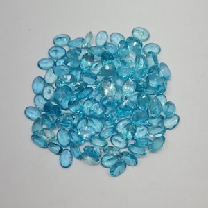 50 Pcs 7x5 MM Oval Apatite Cut Stone, Natural Apatite Gemstone, Faceted Apatite Calibrated Size Loose Stone Lot For Jewelry Making.