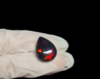 Ethiopian Black Opal Cabochon, Pear Cut Gemstone (20X15.5 mm)