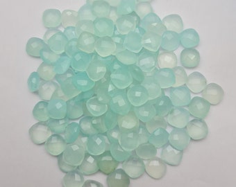 28 losse aqua chalcedoon edelstenen: 10 mm kussenvorm
