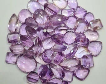 100 Carats 7 To 9 Pcs Amethyst Cut Stone Lot, Mix Shape Natural Amethyst Faceted Gemstone, Purple Amethyst Loose Stone For Jewelry Making.