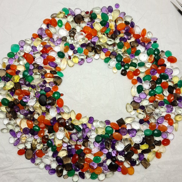 Over 250 Carats Lot Of Mix Semi Precious Gemstones, Natural Faceted Gemstone, Mix Shape Gemstones Cut Stone, Loose Stone For Jewelry Making.