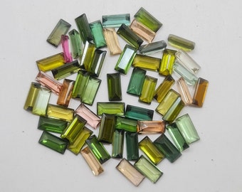Multi Color Tourmaline Gemstone, Baguette Cut, 10 Pcs Lot (3.5x8 MM)