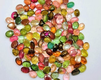 Lot de cabochons de tourmaline ovales (10 pièces, 6 x 8 mm, 15 carats)
