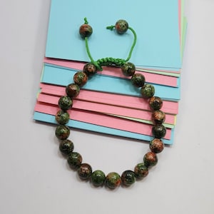 Unakite Bracelet, Unakite Handmade Gemstone Bracelet, Natural Unakite Crystals Beads Bracelet, Men/Women Stretchy Bracelet,Healing Bracelet.