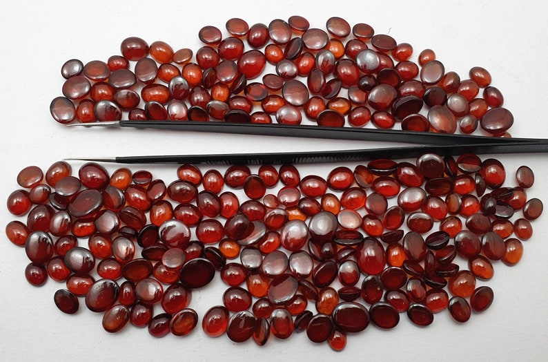 50 Cts Hessonite Garnet,Mix Size Natural Hessonite Garnet Hessonite Oval Cabochon,Hessonite Gemstone Cabs Loose Stones 5x7 to 8x10 MM