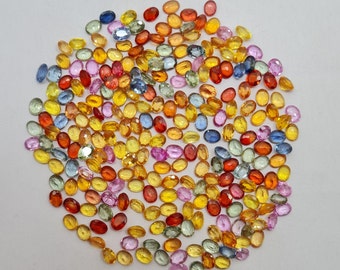 10 st naturliga multi-safir ovala stenar, 4 x 3 MM, för smyckestillverkning
