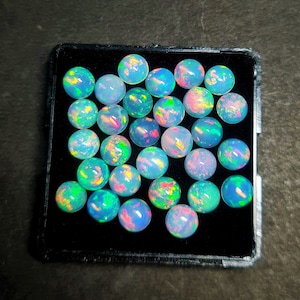 25 Pcs 7 MM Round Opal Cabochon, AAA Fire Opal Cabochon, Natural Ethiopian Opal Gemstone Cabochon, Loose Opal Stone Cabochon For Jewelry.