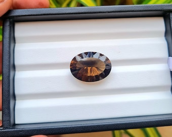 Concave Cut Smoky Quartz Stone, AAA Oval Gemstone (22x16 MM)