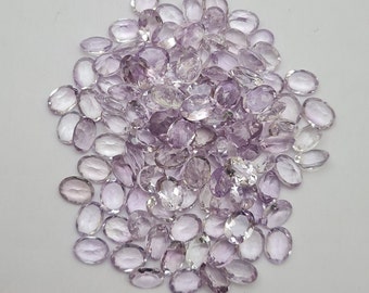 45 Pcs 6*8 MM Oval Pink Amethyst Cut Stone, Natural Pink Amethyst Faceted Stone, Pink Amethyst Gemstone, Pink Amethyst Stone For Jewelry.