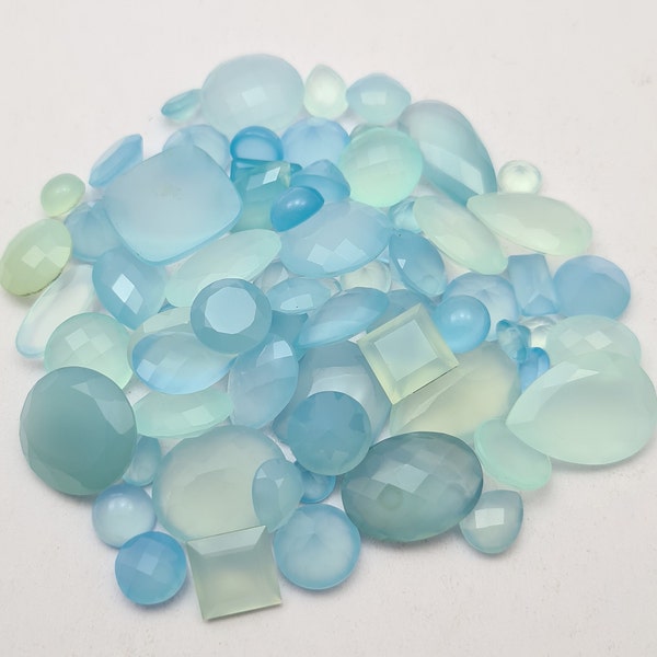 100 Carats Natural Chalcedony Stone~ Faceted Chalcedony~ AAA Quality Chalcedony Loose~ Mix Shape Chalcedony Loose Gemstone Lot.