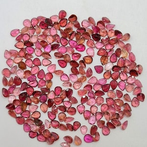 5X4 MM 25 Pcs Pear Shape Pink Tourmaline Cut Stones Natural Pink Tourmaline Gemstone Pink Tourmaline Faceted Stones Tourmaline Loose Stone