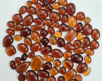 100 Carats 19 To 21 Pcs Hessonite Garnet Cabochon, Mix Shape Natural Hessonite Garnet Gemstone, Hessonite Garnet Stone Loose Cabochon.