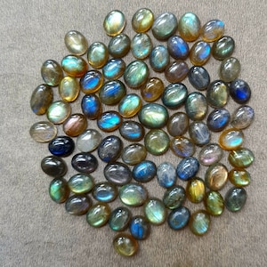15 Pcs 10x8 MM Labradorite Cabochon Multi Color Labradorite Cabochon Lot, Oval Labradorite Cabochon, Calibrated Labradorite Cabs Stone.