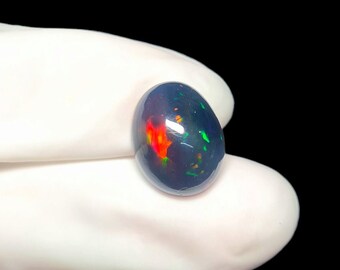 Äthiopischer Schwarzopal Cabochon, ovaler Edelstein (13.5x10.5 MM)