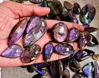 Purple Labradorite Cabochon Lot, Loose Gemstones for Jewelry