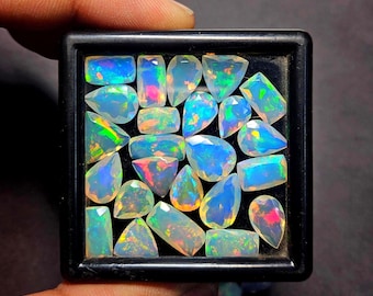 Ethiopian Opal Faceted Gemstone Mix: 100 Pcs Multi-Fire Loose Stones (6-12mm)