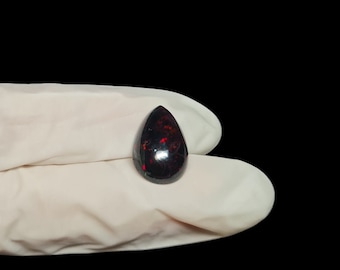 Ethiopian Black Opal Cabochon, Pear Cut Gemstone (17.2X11.4 MM)