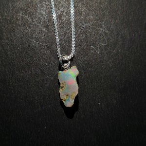 Raw Opal Necklace 925 Sterling Silver, Raw Opal, Natural Ethiopian Raw Opal Pendant, Rough Opal Pendant, Gift For Mother, Gift For Her.