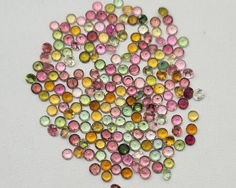 50 Pcs Multi Color Tourmaline Cut Stones, 2.5 MM Round Faceted Loose Gemstones