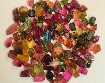 25 Pcs Natural Multi-Color Tourmaline Rough, Gemstone (5-12 MM)