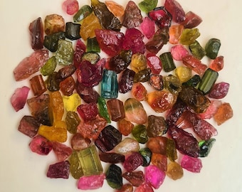 25 Pcs Natural Tourmaline Rough, Multi Tourmaline Rough, Top Quality Genuine Tourmaline Rough, 4-12 MM Raw Tourmaline, Tourmaline Gemstone.