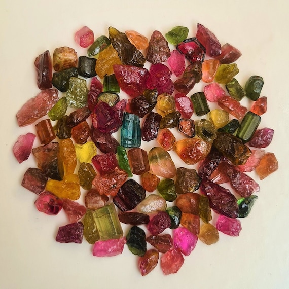 25 Pcs Natural Multi-Color Tourmaline Rough, Gemstone (5-12 MM)