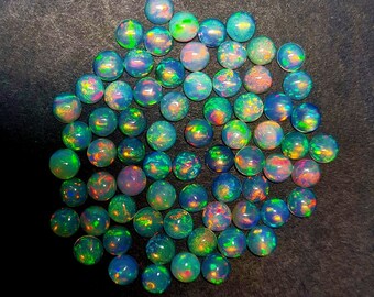 Lote de cabochão de opala etíope, redondo de 5 mm, qualidade AAA, pedra preciosa natural